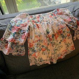 Light Pink floral off the shoulder blouse
